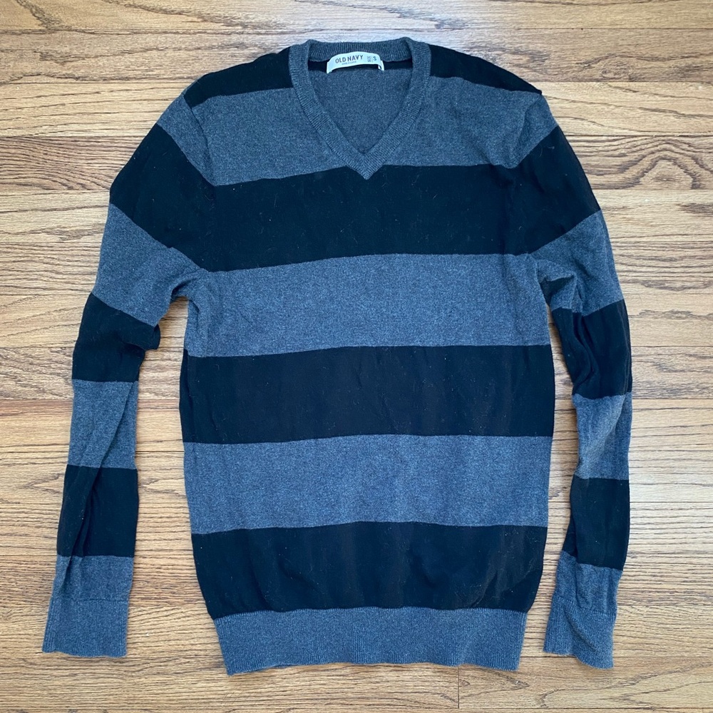 Mens striped v neck sweater